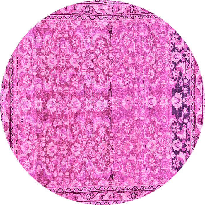 Round Machine Washable Abstract Pink Contemporary Rug, wshcon1990pnk
