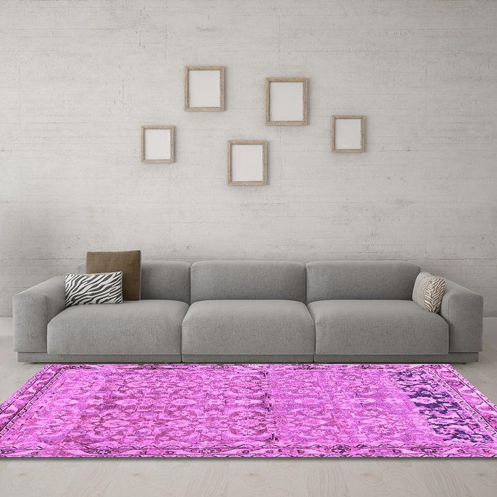 Machine Washable Abstract Purple Contemporary Area Rugs in a Living Room, wshcon1990pur