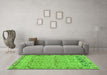 Machine Washable Abstract Green Contemporary Area Rugs in a Living Room,, wshcon1990grn