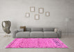 Machine Washable Abstract Pink Contemporary Rug in a Living Room, wshcon1990pnk