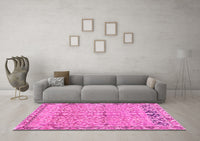 Machine Washable Abstract Pink Contemporary Rug, wshcon1990pnk