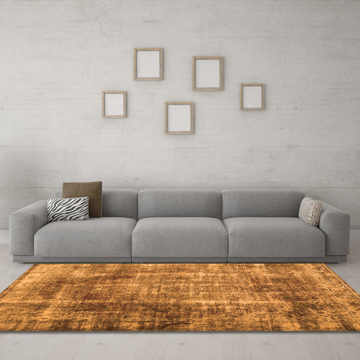 Machine Washable Abstract Orange Contemporary Area Rugs in a Living Room, wshcon1991org