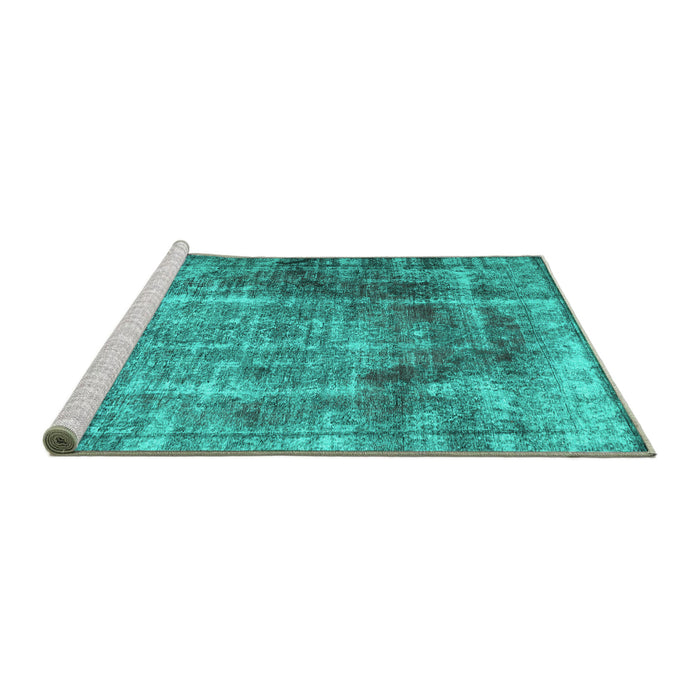 Sideview of Machine Washable Abstract Turquoise Contemporary Area Rugs, wshcon1991turq