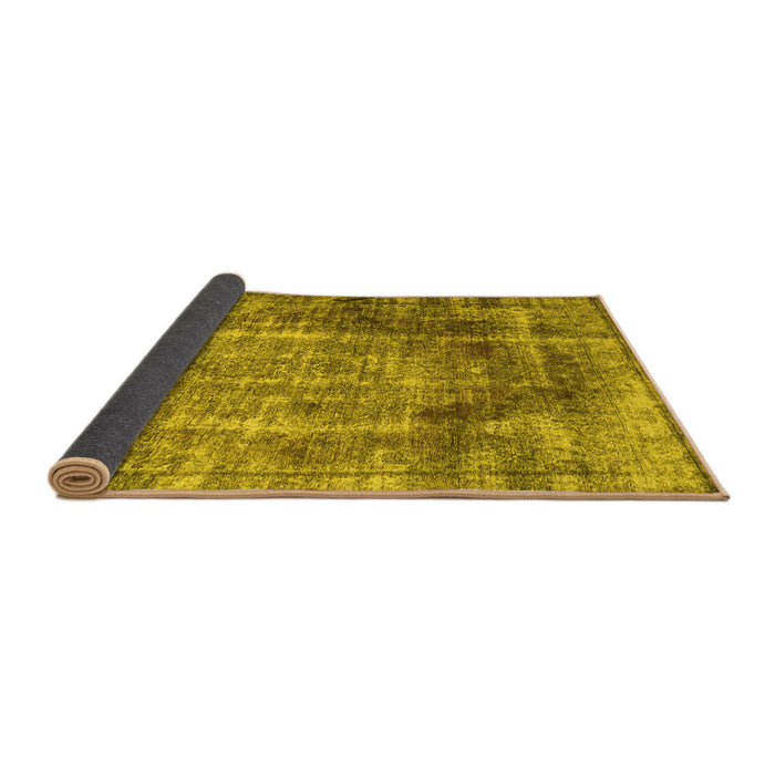 Sideview of Abstract Yellow Contemporary Rug, con1991yw