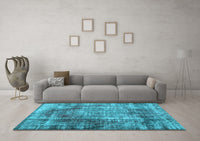 Machine Washable Abstract Light Blue Contemporary Rug, wshcon1991lblu