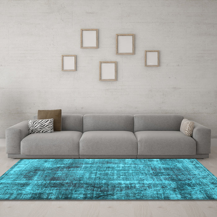 Machine Washable Abstract Light Blue Contemporary Rug in a Living Room, wshcon1991lblu