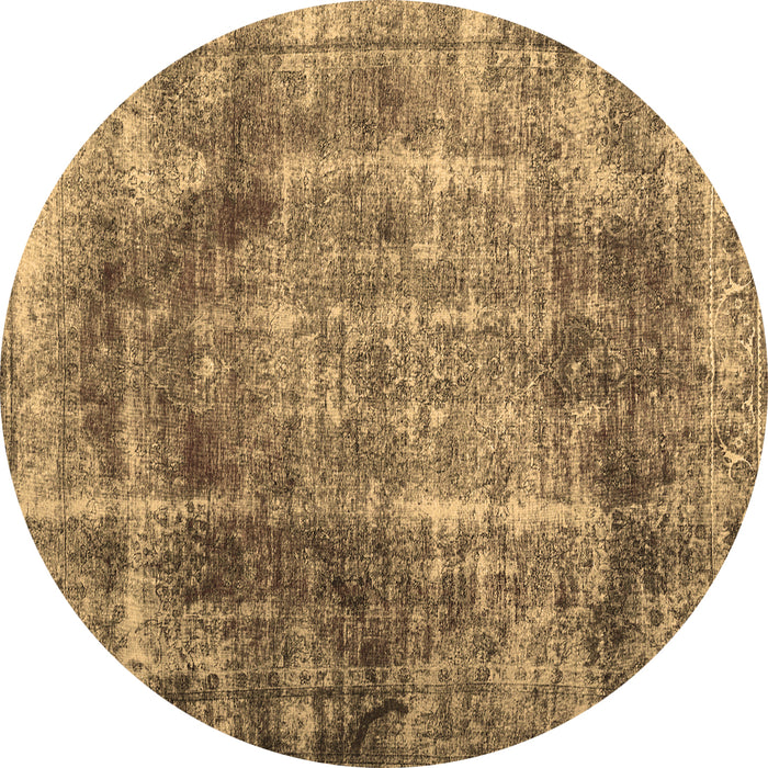 Round Abstract Brown Contemporary Rug, con1991brn