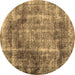 Round Abstract Brown Contemporary Rug, con1991brn