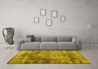 Machine Washable Abstract Yellow Contemporary Rug, wshcon1991yw