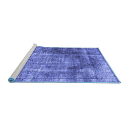 Sideview of Machine Washable Abstract Blue Contemporary Rug, wshcon1991blu