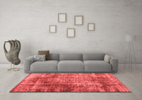 Machine Washable Abstract Red Contemporary Rug, wshcon1991red