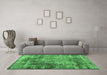 Machine Washable Abstract Emerald Green Contemporary Area Rugs in a Living Room,, wshcon1991emgrn