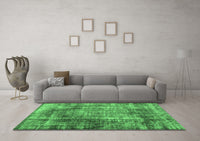 Machine Washable Abstract Emerald Green Contemporary Rug, wshcon1991emgrn