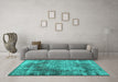 Machine Washable Abstract Turquoise Contemporary Area Rugs in a Living Room,, wshcon1991turq