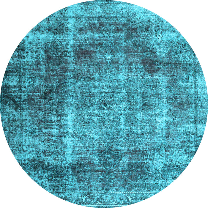 Round Machine Washable Abstract Light Blue Contemporary Rug, wshcon1991lblu