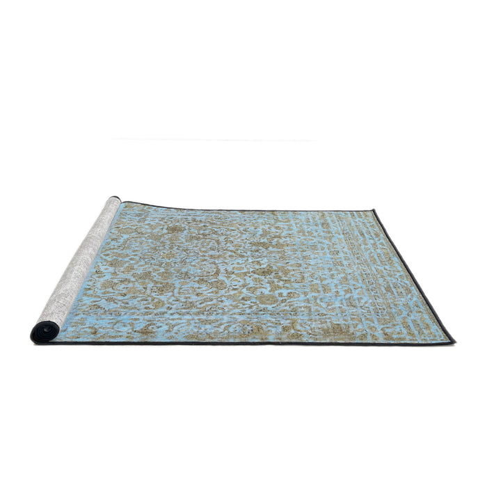 Serging Thickness of Machine Washable Contemporary Jeans Blue Rug, wshcon1992