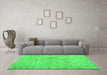 Machine Washable Abstract Green Contemporary Area Rugs in a Living Room,, wshcon1992grn