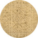 Round Abstract Brown Contemporary Rug, con1992brn