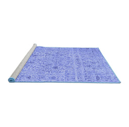 Sideview of Machine Washable Abstract Blue Contemporary Rug, wshcon1992blu
