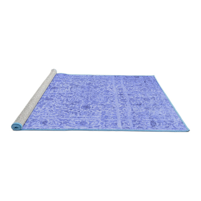 Sideview of Machine Washable Abstract Blue Contemporary Rug, wshcon1992blu
