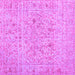 Square Machine Washable Abstract Pink Contemporary Rug, wshcon1992pnk