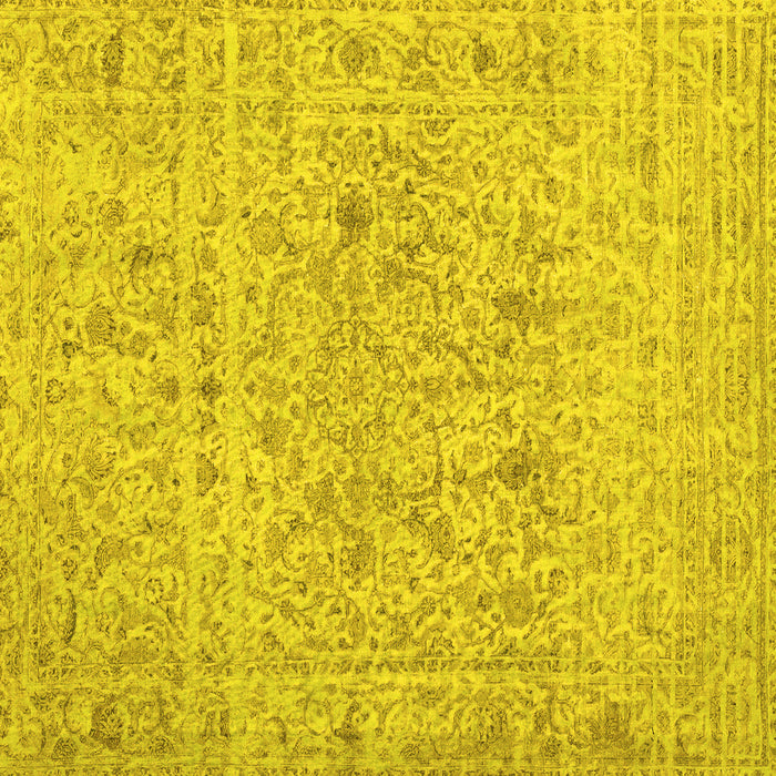 Square Machine Washable Abstract Yellow Contemporary Rug, wshcon1992yw