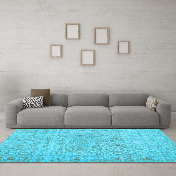 Machine Washable Abstract Light Blue Contemporary Rug in a Living Room, wshcon1992lblu