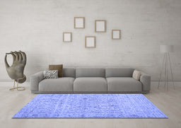 Machine Washable Abstract Blue Contemporary Rug in a Living Room, wshcon1992blu