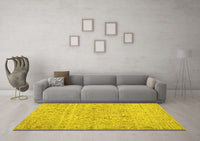 Machine Washable Abstract Yellow Contemporary Rug, wshcon1992yw