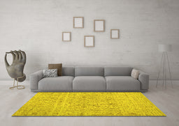 Machine Washable Abstract Yellow Contemporary Rug in a Living Room, wshcon1992yw