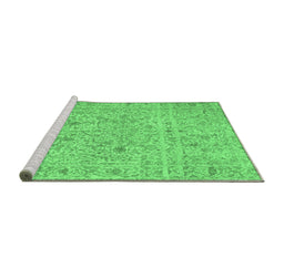 Sideview of Machine Washable Abstract Emerald Green Contemporary Area Rugs, wshcon1992emgrn