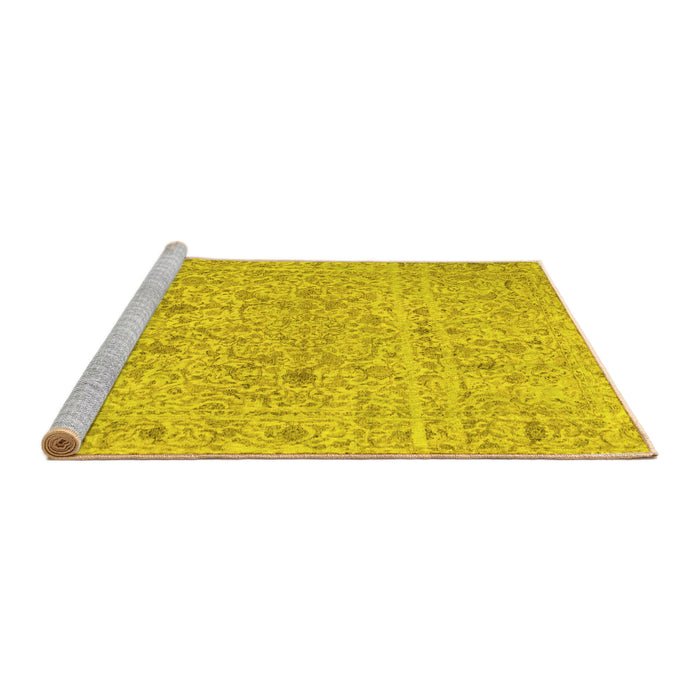 Sideview of Machine Washable Abstract Yellow Contemporary Rug, wshcon1992yw