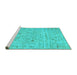 Sideview of Machine Washable Abstract Turquoise Contemporary Area Rugs, wshcon1992turq