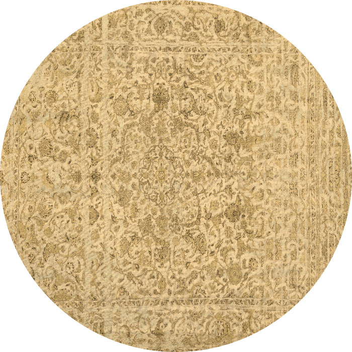 Round Machine Washable Abstract Brown Contemporary Rug, wshcon1992brn