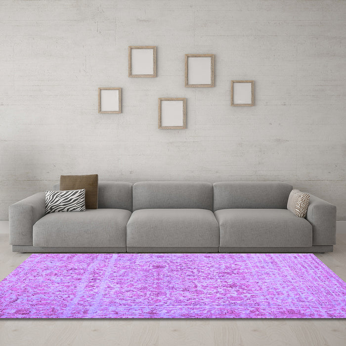 Machine Washable Abstract Purple Contemporary Area Rugs in a Living Room, wshcon1992pur