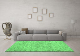 Machine Washable Abstract Emerald Green Contemporary Area Rugs in a Living Room,, wshcon1992emgrn