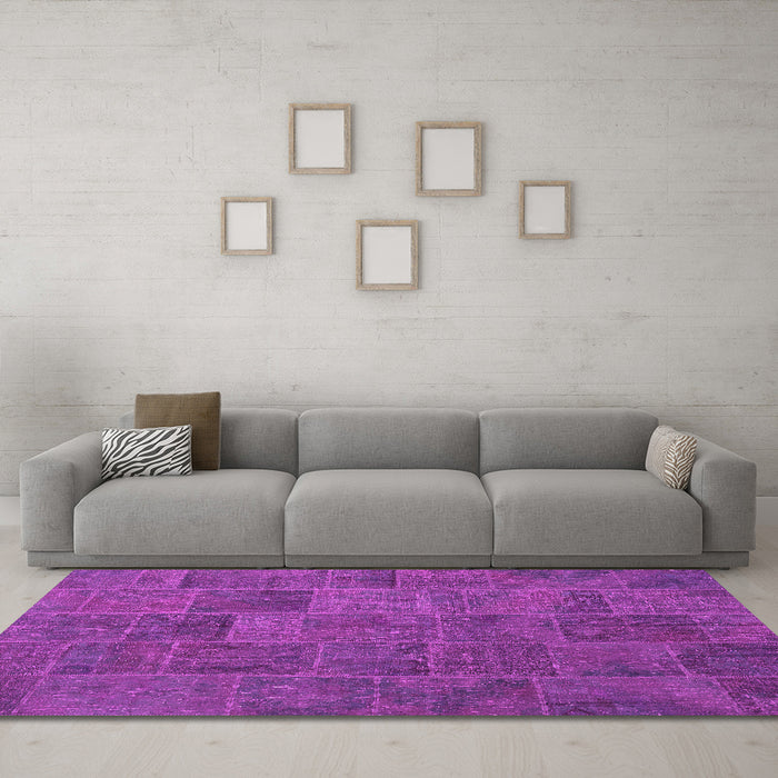 Machine Washable Patchwork Pink Transitional Rug in a Living Room, wshcon1993pnk