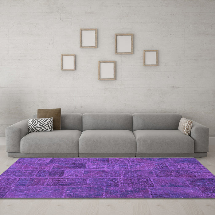 Machine Washable Patchwork Purple Transitional Area Rugs in a Living Room, wshcon1993pur
