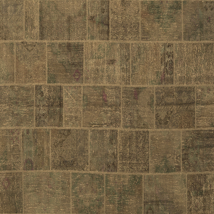 Square Machine Washable Patchwork Brown Transitional Rug, wshcon1993brn