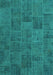 Machine Washable Patchwork Turquoise Transitional Area Rugs, wshcon1993turq