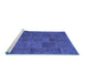 Sideview of Machine Washable Patchwork Blue Transitional Rug, wshcon1993blu