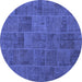 Round Patchwork Blue Transitional Rug, con1993blu