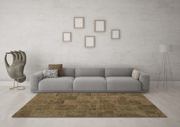 Machine Washable Patchwork Brown Transitional Rug in a Living Room,, wshcon1993brn