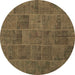 Round Patchwork Brown Transitional Rug, con1993brn