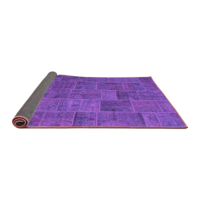 Sideview of Patchwork Purple Transitional Rug, con1993pur