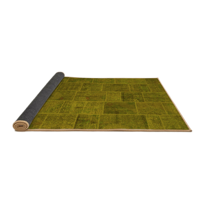 Sideview of Patchwork Yellow Transitional Rug, con1993yw