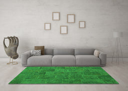 Machine Washable Patchwork Green Transitional Area Rugs in a Living Room,, wshcon1993grn