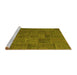 Sideview of Machine Washable Patchwork Yellow Transitional Rug, wshcon1993yw