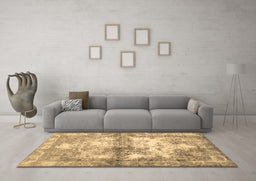 Machine Washable Abstract Brown Contemporary Rug in a Living Room,, wshcon1994brn