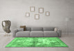 Machine Washable Abstract Emerald Green Contemporary Area Rugs in a Living Room,, wshcon1994emgrn